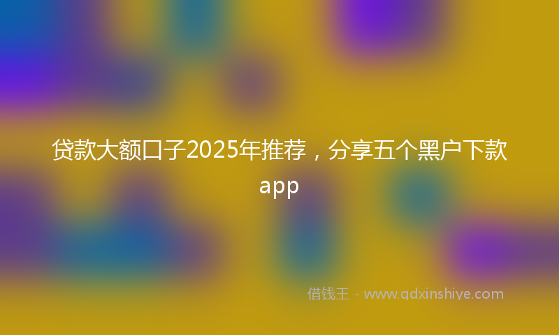 贷款大额口子2025年推荐，分享五个黑户下款app