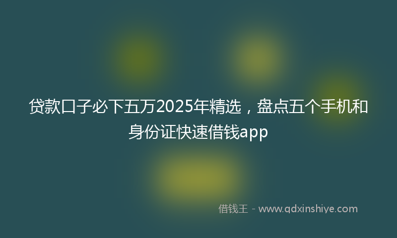贷款口子必下五万2025年精选，盘点五个手机和身份证快速借钱app