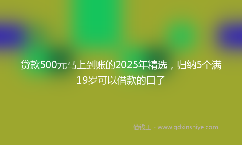 贷款500元马上到账的2025年精选，归纳5个满19岁可以借款的口子