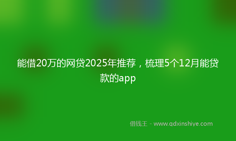 能借20万的网贷2025年推荐，梳理5个12月能贷款的app