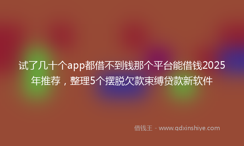 试了几十个app都借不到钱那个平台能借钱2025年推荐，整理5个摆脱欠款束缚贷款新软件