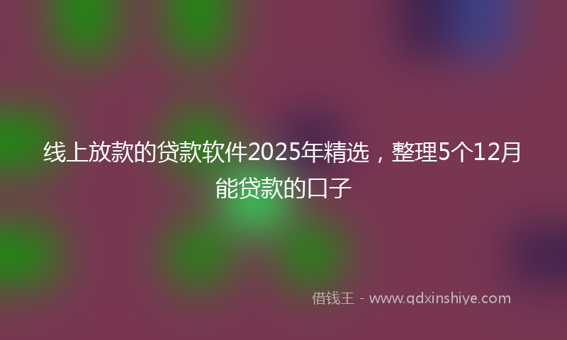 线上放款的贷款软件2025年精选，整理5个12月能贷款的口子