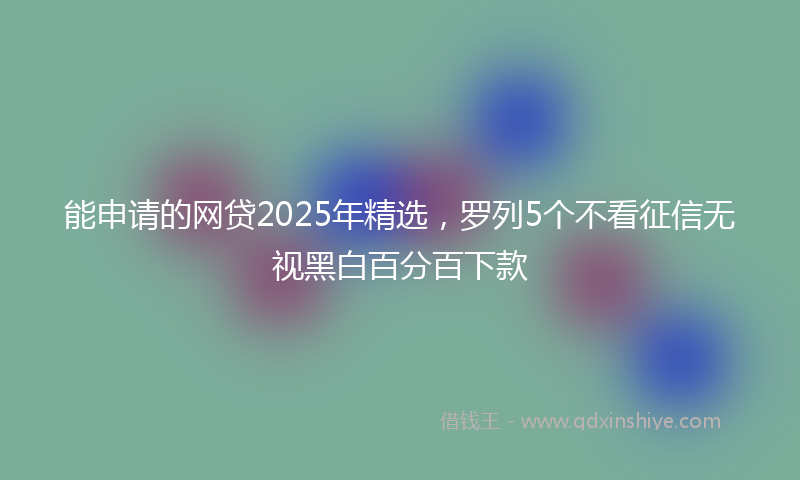 能申请的网贷2025年精选，罗列5个不看征信无视黑白百分百下款