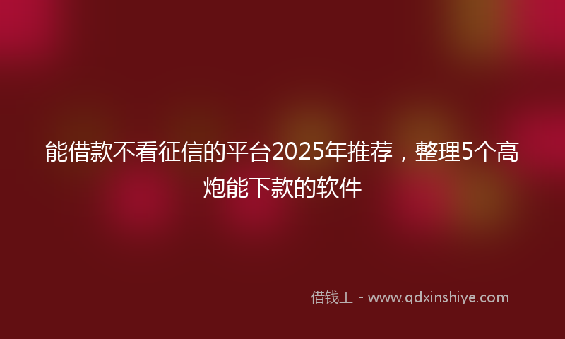 能借款不看征信的平台2025年推荐，整理5个高炮能下款的软件