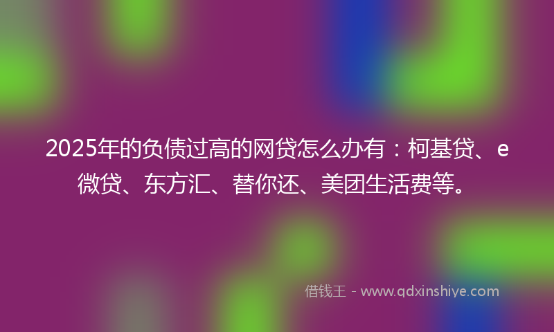 2025年的负债过高的网贷怎么办有：柯基贷、e微贷、东方汇、替你还、美团生活费等。