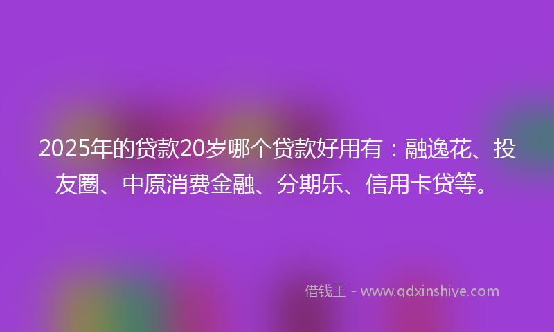 2025年的贷款20岁哪个贷款好用有：融逸花、投友圈、中原消费金融、分期乐、信用卡贷等。