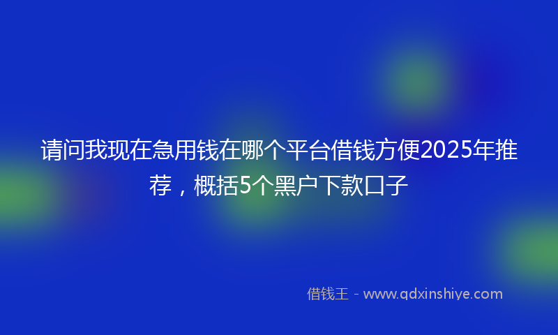 请问我现在急用钱在哪个平台借钱方便2025年推荐，概括5个黑户下款口子
