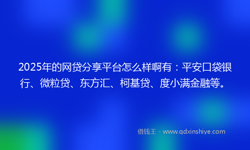 2025年的网贷分享平台怎么样啊有：平安口袋银行、微粒贷、东方汇、柯基贷、度小满金融等。