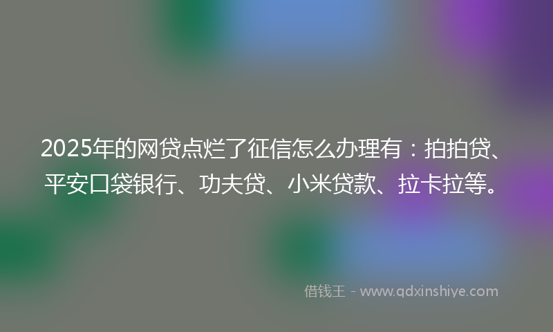 2025年的网贷点烂了征信怎么办理有：拍拍贷、平安口袋银行、功夫贷、小米贷款、拉卡拉等。