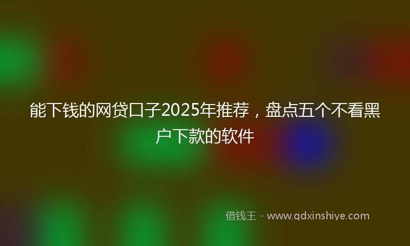 能下钱的网贷口子2025年推荐，盘点五个不看黑户下款的软件