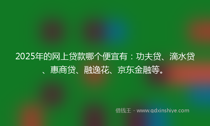 2025年的网上贷款哪个便宜有：功夫贷、滴水贷、惠商贷、融逸花、京东金融等。