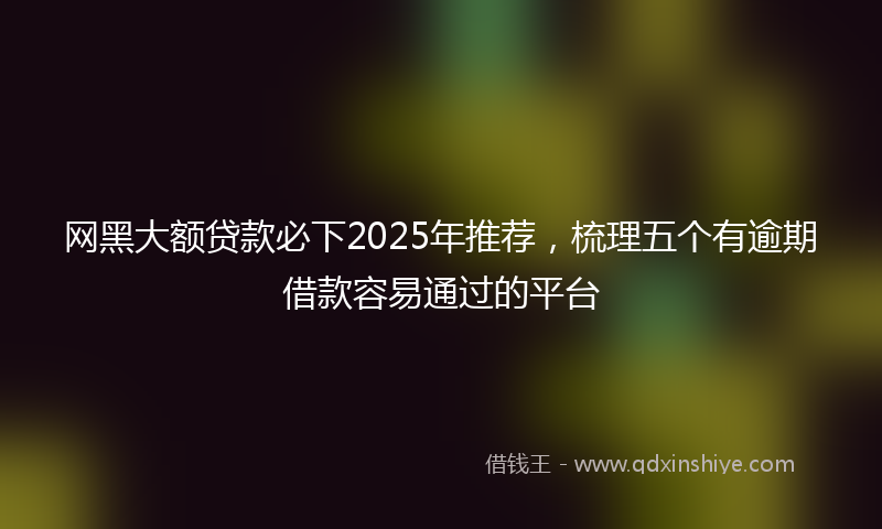 网黑大额贷款必下2025年推荐，梳理五个有逾期借款容易通过的平台