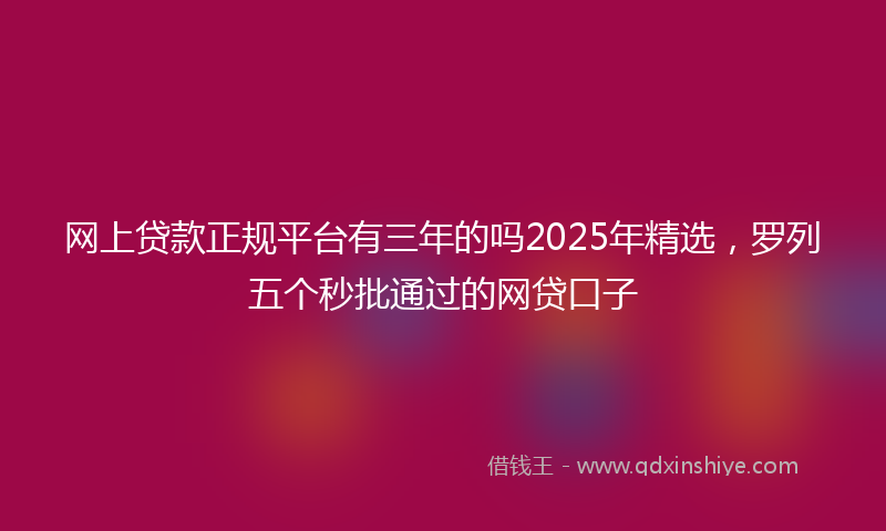 网上贷款正规平台有三年的吗2025年精选，罗列五个秒批通过的网贷口子