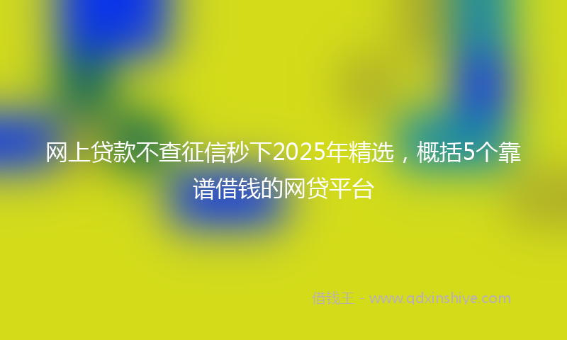 网上贷款不查征信秒下2025年精选，概括5个靠谱借钱的网贷平台