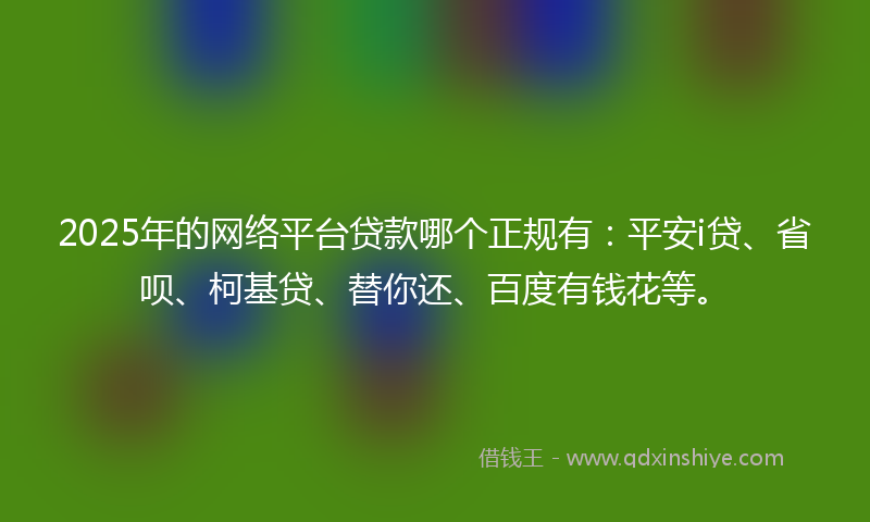2025年的网络平台贷款哪个正规有：平安i贷、省呗、柯基贷、替你还、百度有钱花等。