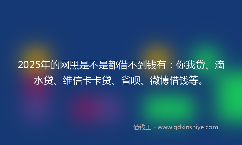 2025年的网黑是不是都借不到钱有：你我贷、滴水贷、维信卡卡贷、省呗、微博借钱等。