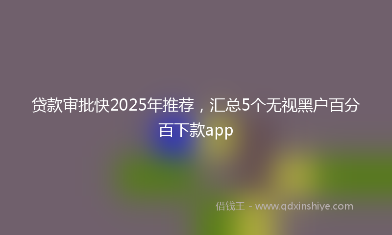 贷款审批快2025年推荐，汇总5个无视黑户百分百下款app