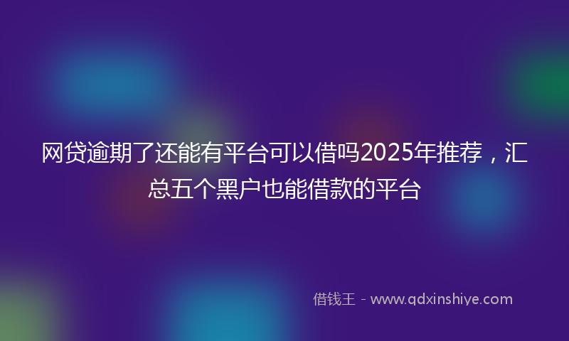 网贷逾期了还能有平台可以借吗2025年推荐，汇总五个黑户也能借款的平台