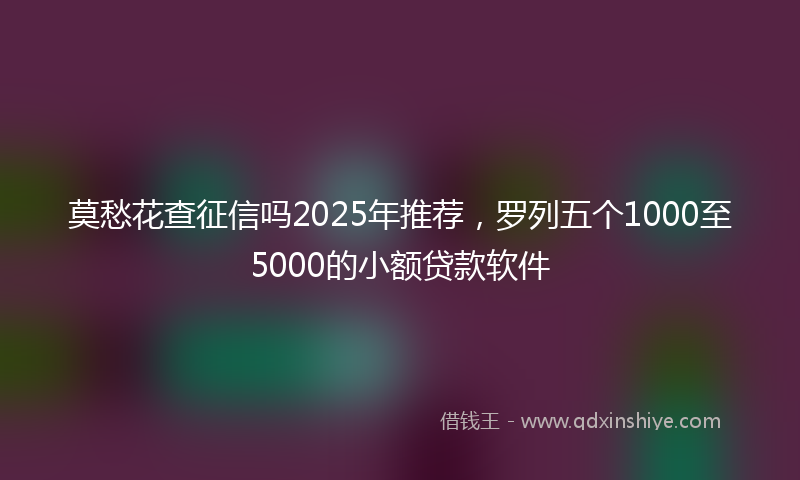 莫愁花查征信吗2025年推荐，罗列五个1000至5000的小额贷款软件