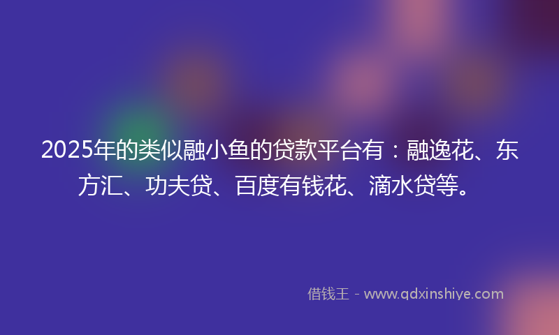 2025年的类似融小鱼的贷款平台有：融逸花、东方汇、功夫贷、百度有钱花、滴水贷等。