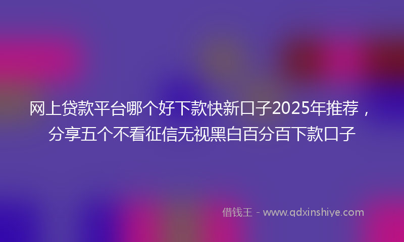 网上贷款平台哪个好下款快新口子2025年推荐，分享五个不看征信无视黑白百分百下款口子