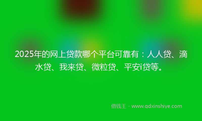 2025年的网上贷款哪个平台可靠有：人人贷、滴水贷、我来贷、微粒贷、平安i贷等。