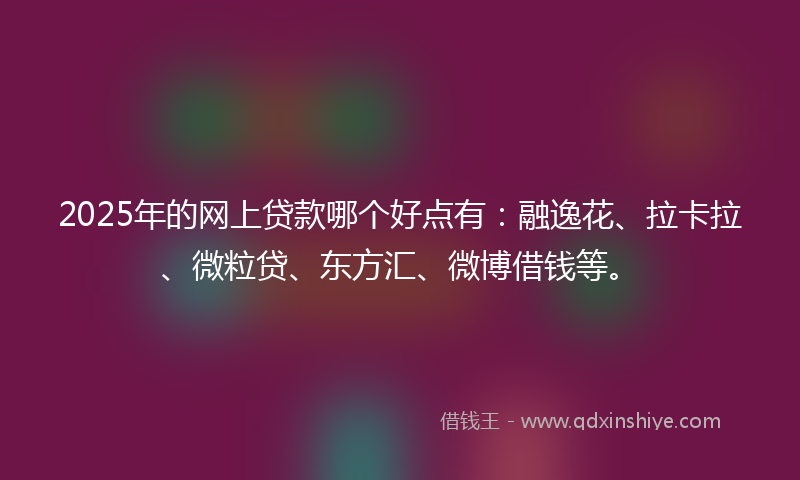 2025年的网上贷款哪个好点有：融逸花、拉卡拉、微粒贷、东方汇、微博借钱等。
