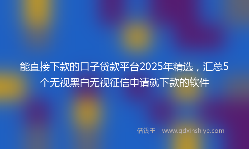 能直接下款的口子贷款平台2025年精选，汇总5个无视黑白无视征信申请就下款的软件