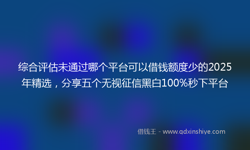 综合评估未通过哪个平台可以借钱额度少的2025年精选，分享五个无视征信黑白100%秒下平台
