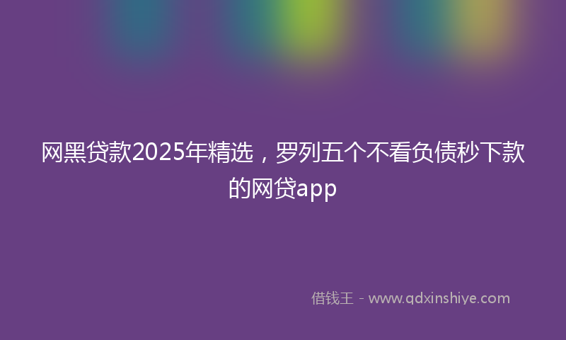网黑贷款2025年精选，罗列五个不看负债秒下款的网贷app