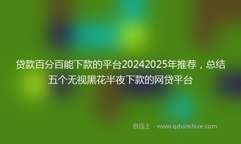 贷款百分百能下款的平台20242025年推荐，总结五个无视黑花半夜下款的网贷平台