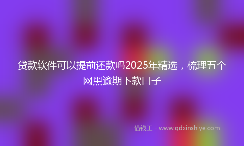 贷款软件可以提前还款吗2025年精选，梳理五个网黑逾期下款口子