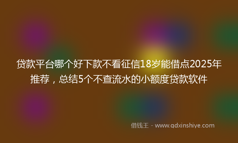 贷款平台哪个好下款不看征信18岁能借点2025年推荐，总结5个不查流水的小额度贷款软件