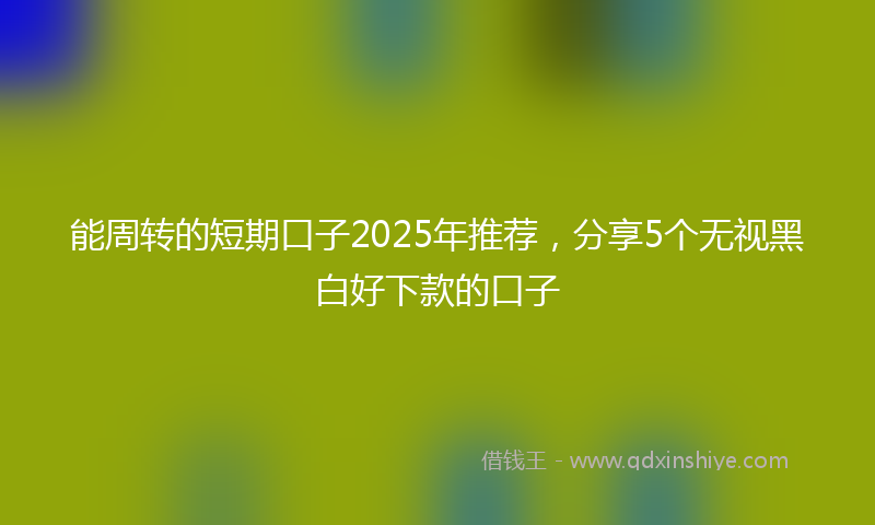 能周转的短期口子2025年推荐，分享5个无视黑白好下款的口子