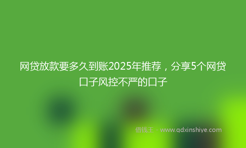 网贷放款要多久到账2025年推荐，分享5个网贷口子风控不严的口子