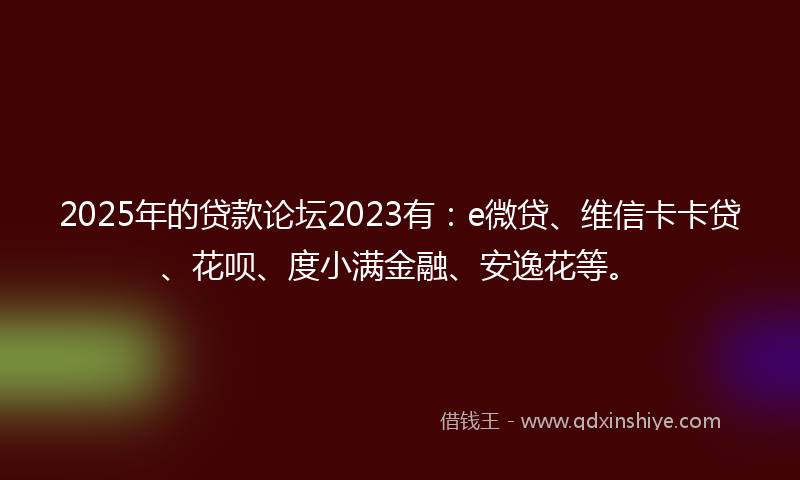 2025年的贷款论坛2023有：e微贷、维信卡卡贷、花呗、度小满金融、安逸花等。