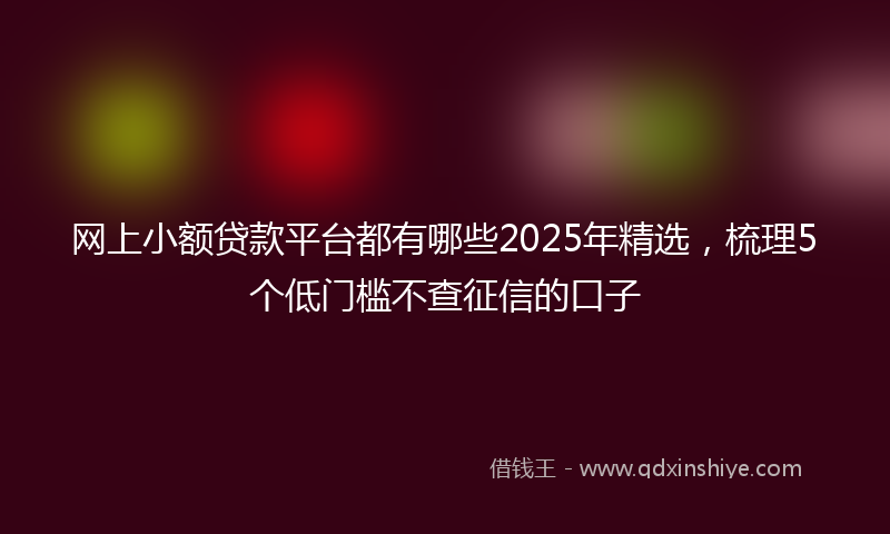 网上小额贷款平台都有哪些2025年精选，梳理5个低门槛不查征信的口子