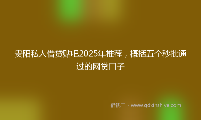 贵阳私人借贷贴吧2025年推荐，概括五个秒批通过的网贷口子