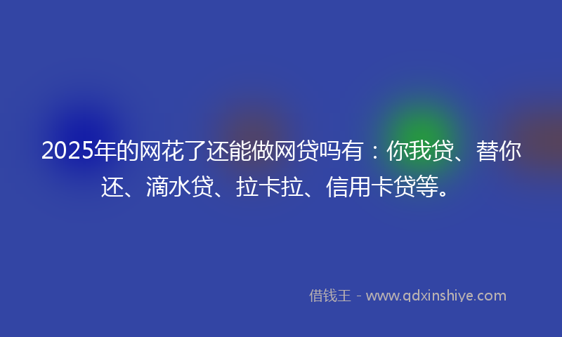 2025年的网花了还能做网贷吗有：你我贷、替你还、滴水贷、拉卡拉、信用卡贷等。