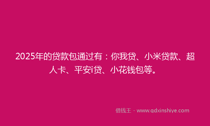 2025年的贷款包通过有：你我贷、小米贷款、超人卡、平安i贷、小花钱包等。