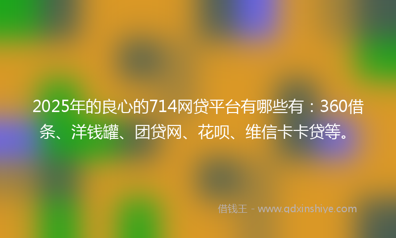 2025年的良心的714网贷平台有哪些有：360借条、洋钱罐、团贷网、花呗、维信卡卡贷等。