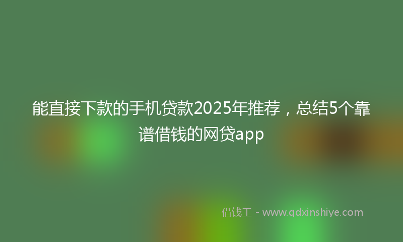 能直接下款的手机贷款2025年推荐，总结5个靠谱借钱的网贷app