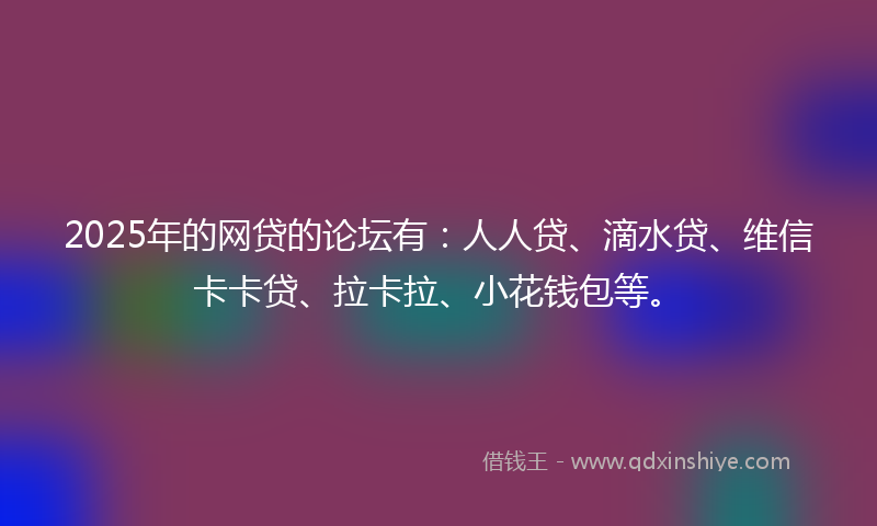 2025年的网贷的论坛有：人人贷、滴水贷、维信卡卡贷、拉卡拉、小花钱包等。