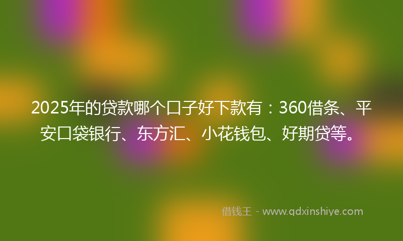 2025年的贷款哪个口子好下款有：360借条、平安口袋银行、东方汇、小花钱包、好期贷等。