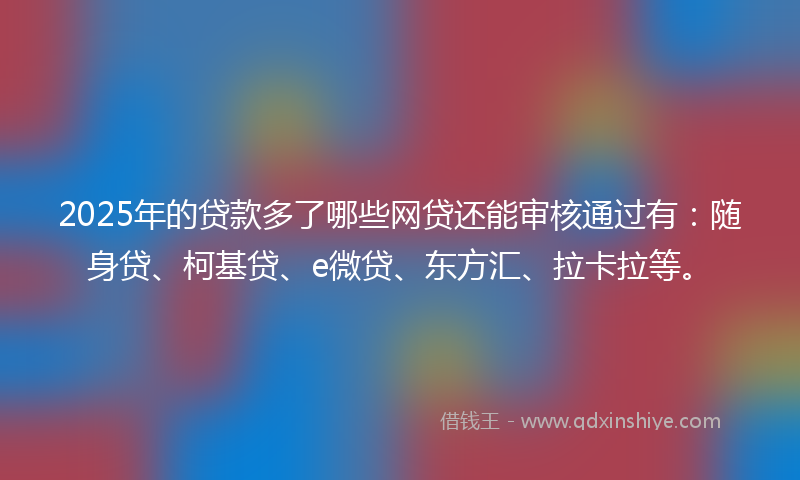 2025年的贷款多了哪些网贷还能审核通过有：随身贷、柯基贷、e微贷、东方汇、拉卡拉等。