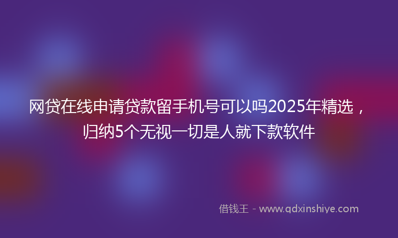 网贷在线申请贷款留手机号可以吗2025年精选，归纳5个无视一切是人就下款软件