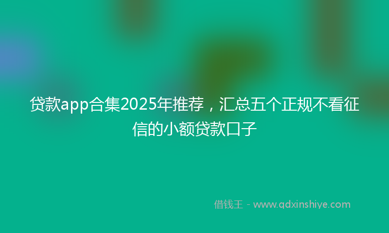 贷款app合集2025年推荐，汇总五个正规不看征信的小额贷款口子