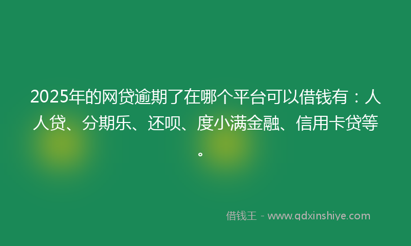 2025年的网贷逾期了在哪个平台可以借钱有：人人贷、分期乐、还呗、度小满金融、信用卡贷等。