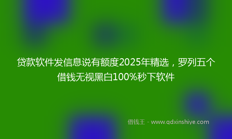 贷款软件发信息说有额度2025年精选，罗列五个借钱无视黑白100%秒下软件
