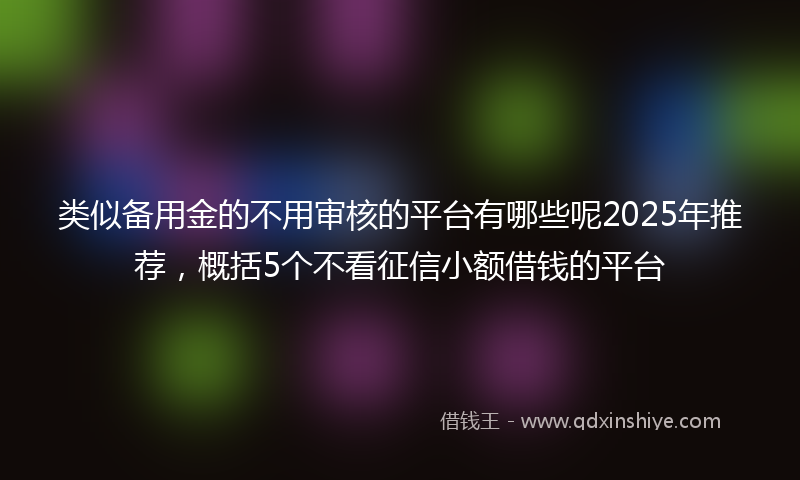 类似备用金的不用审核的平台有哪些呢2025年推荐，概括5个不看征信小额借钱的平台